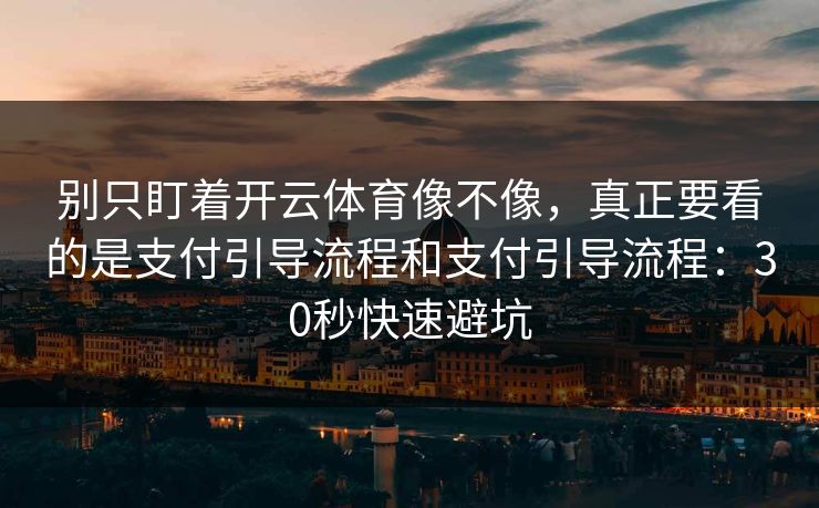 别只盯着开云体育像不像，真正要看的是支付引导流程和支付引导流程：30秒快速避坑