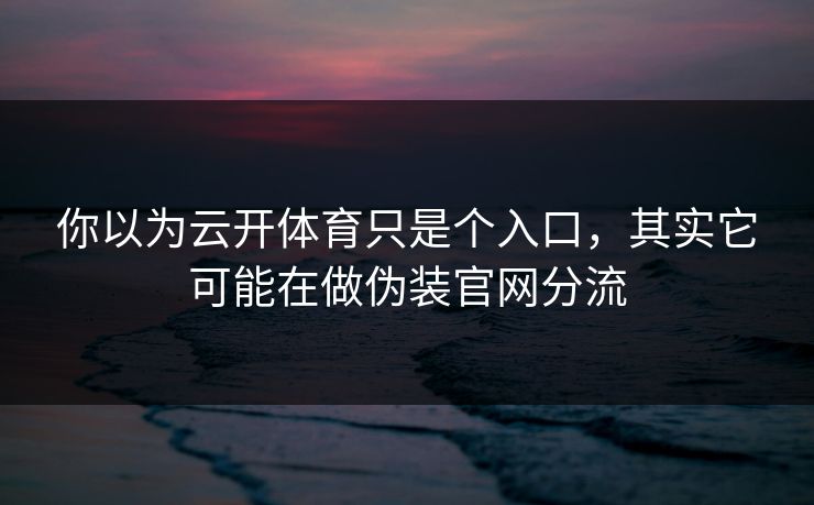 你以为云开体育只是个入口，其实它可能在做伪装官网分流
