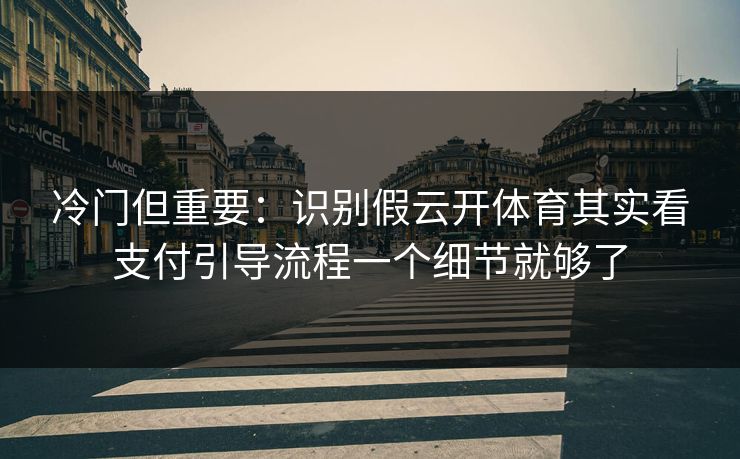 冷门但重要：识别假云开体育其实看支付引导流程一个细节就够了